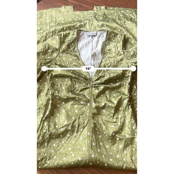 GANNI GREEN LONG POLKA DOT DRESS size  34 (US XS) - Picture 8 of 11
